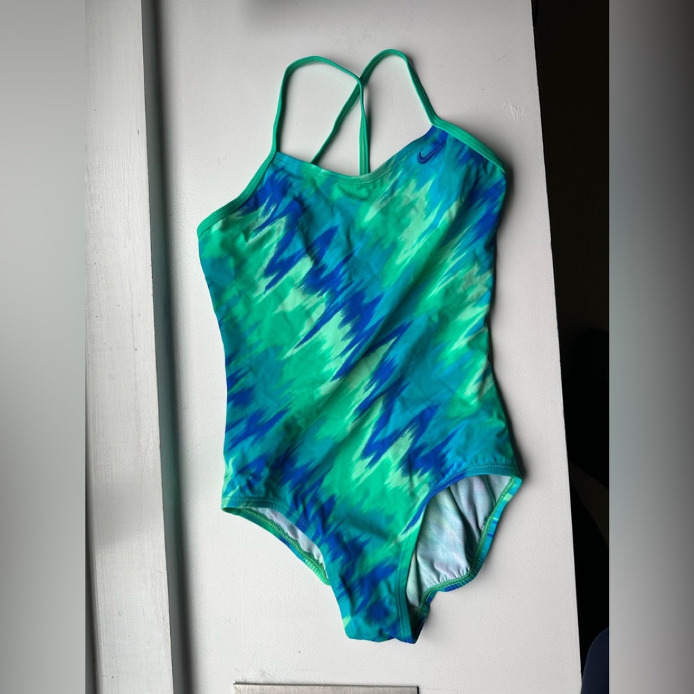 Nike Blue and Green Swimsuit Nike Girls Swimsuit Nike Bathing Suit